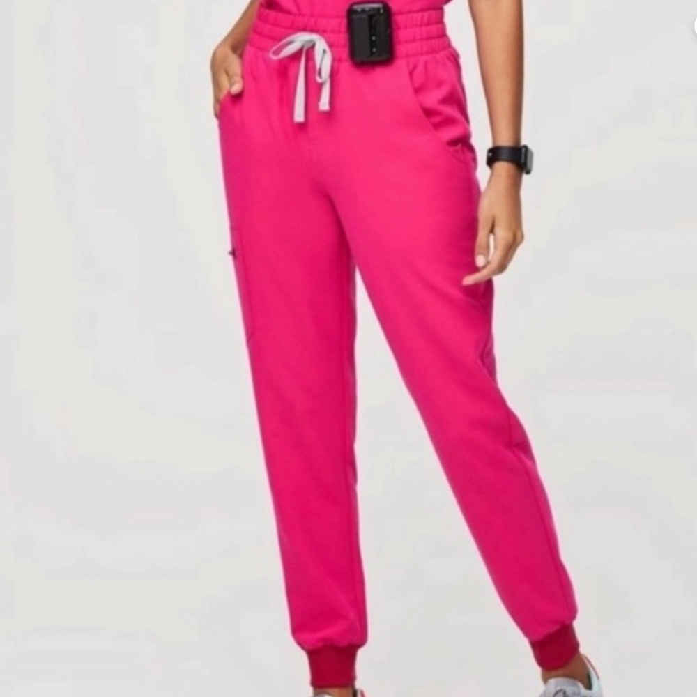 Figs Women's Shocking Pink High Waisted Zamora Scrub Pant - MP